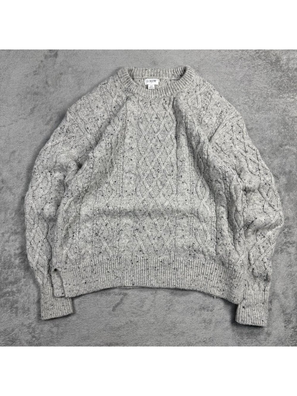 Vintage J. Crew Speckled Gray Cable Knit Sweater Womens XS Fisherman Cottagecore